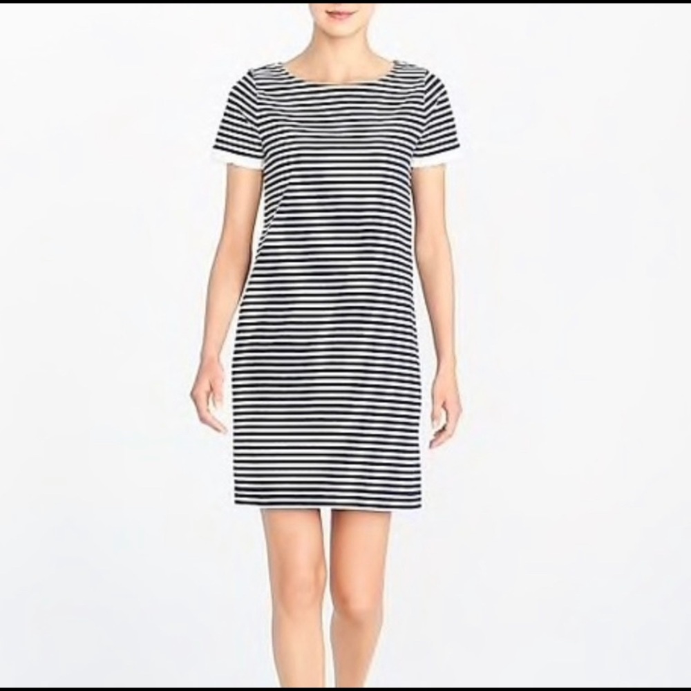 2/$20 NWT J.Crew Striped Poplin Trimmed T-Shirt Dress